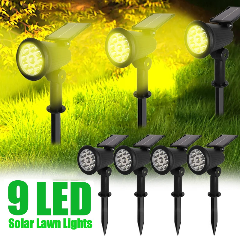 Outdoor Lighting With Outlet - 9 LED ソーラースポットライト屋外 IP65 防水明るさ調整可能なスポットライト庭の裏庭私道パティオ装飾ランプ
