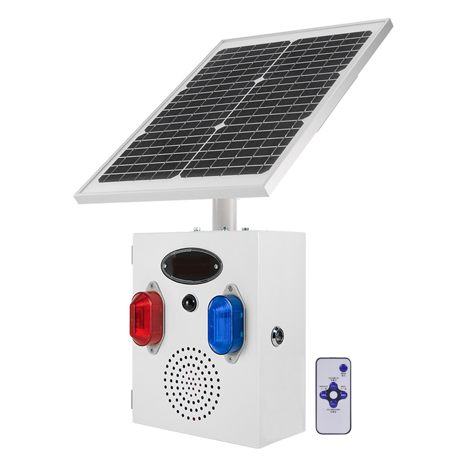 Outdoor Lighting Motion Sensor - YASONG 屋外ソーラーモーションセンサー検出器アラームサイレン 赤と青のストロボライト付き 120dB ホーン 12