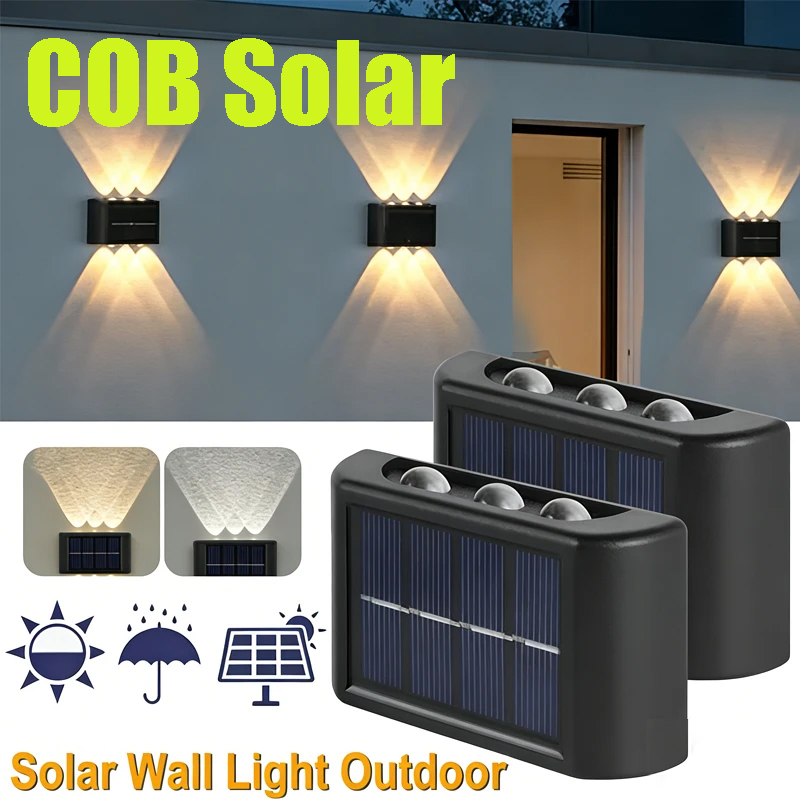 Outdoor Lighting And Landscape - COB ソーラーウォールランプ屋外防水ソーラーライト上下凸レンズ照明庭街路景観バルコニー屋外用