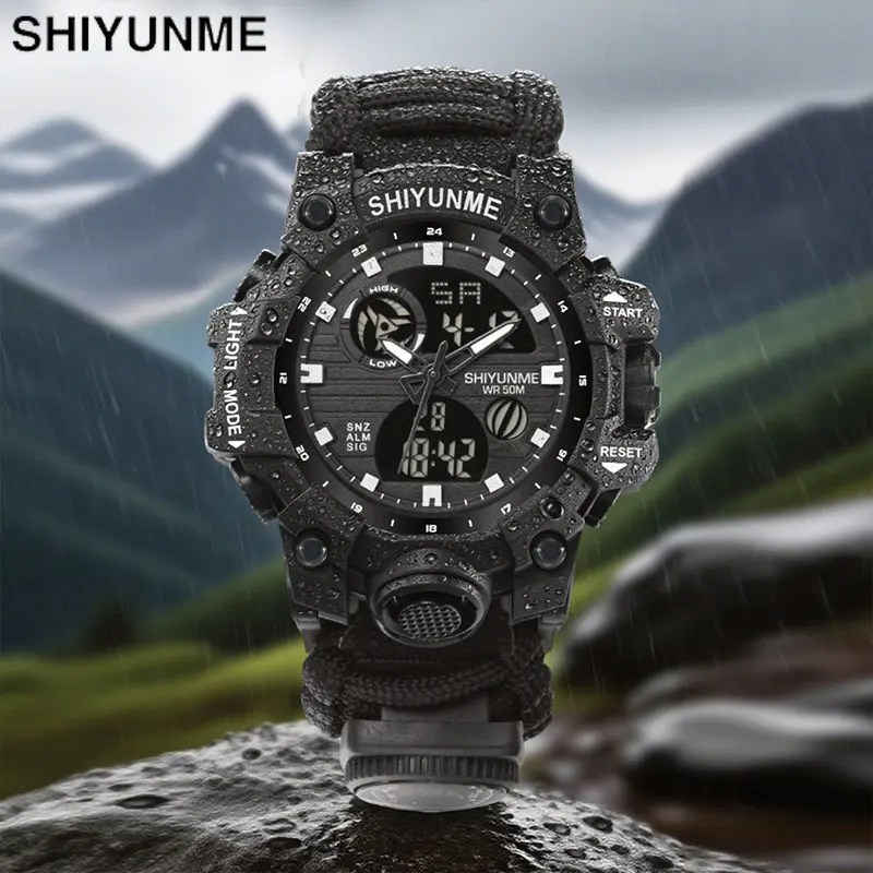 Outdoor Lighting Timer - SHIYUNME メンズ G スタイルミリタリーウォッチ防水クロノグラフ LED 電子コンパスアウトドアスポーツ男性腕時計レロジオマスキュリーノ
