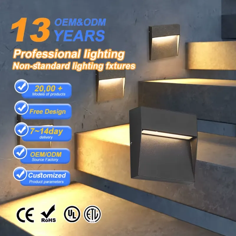 Outdoor Lighting For Steps - 超薄型屋外用LED階段灯 アルミ製IP65防水SMD LEDウォームホワイト セミフラッシュマウント