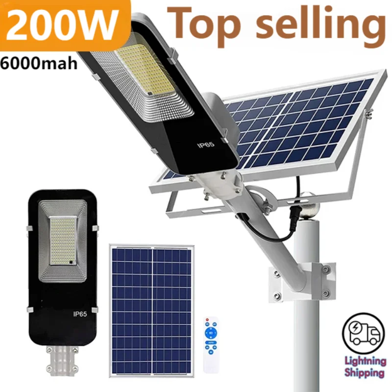 Outdoor Lighting Garage - 200 ワット強力なソーラーライト屋外ソーラー街路灯 6000mah 防水自動夕暮れから夜明けまで街路灯ガレージガーデン用