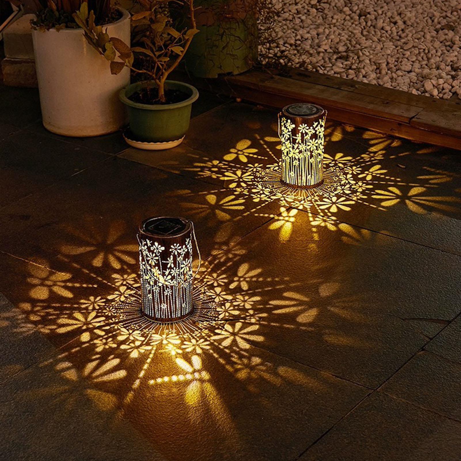 Outdoor Lighting And Landscape - ソーラーランタン カラフルな金属製フラワーランプ ソーラーライト 屋外通路 庭用 外側の小道