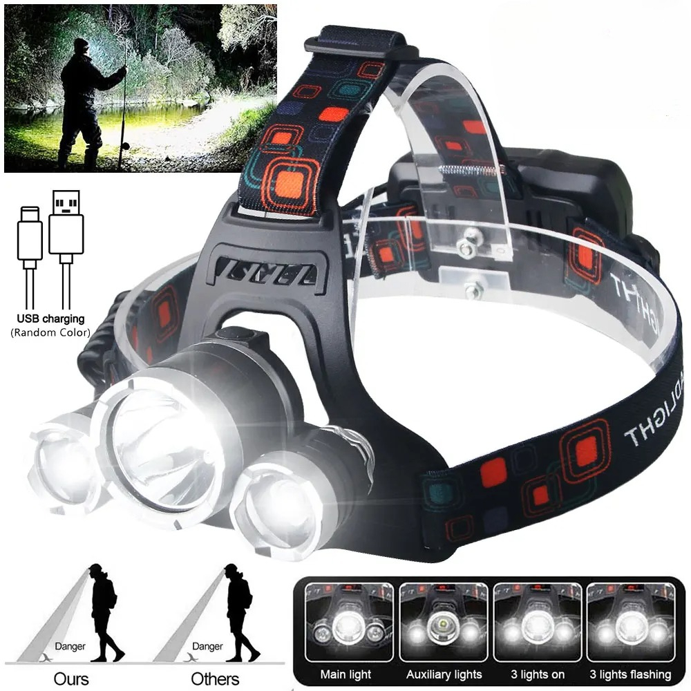 Outdoor Lighting Battery Powered - ハイパワー LED ヘッドランプ 18650 充電式バッテリー懐中電灯 90