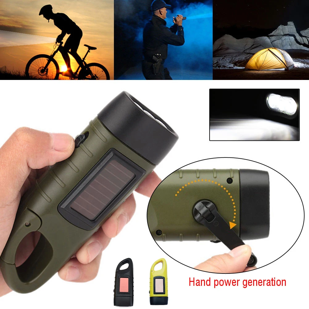 Fire Torch Solar - LED懐中電灯 ハンドクランク ソーラー充電式 サバイバルギア 自己発電式充電トーチ ダイナモ