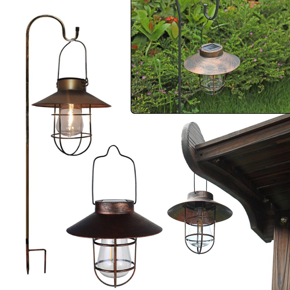 Outdoor Lighting Under Pergola - レトロなソーラーキャンプランタン,防水,ヴィンテージ,屋外吊り下げテント,庭用LEDシャンデリア