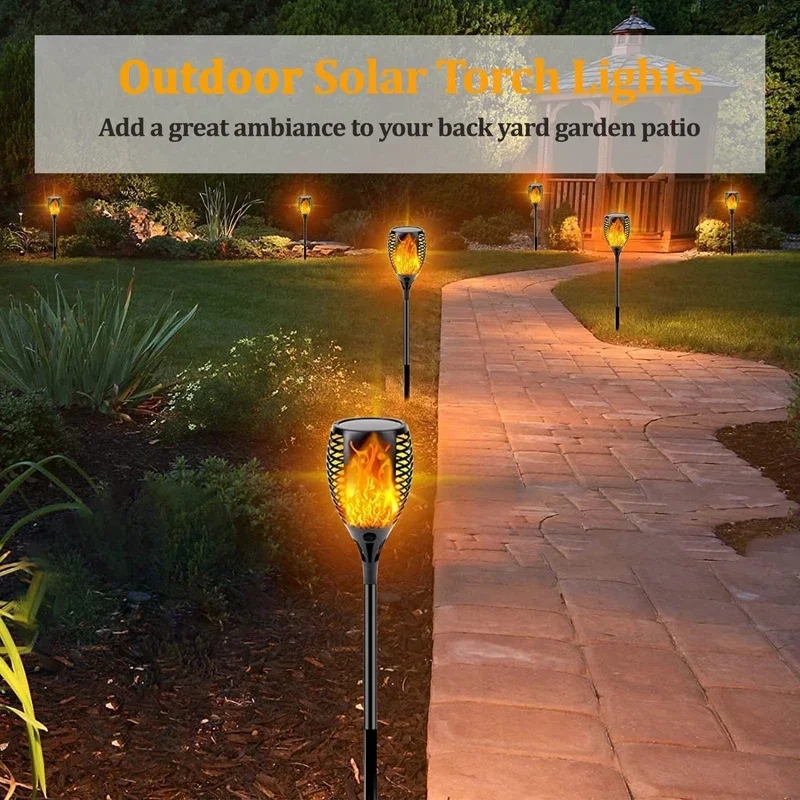 96 LED 屋外ソーラートーチライト防水ガーデンパティオち - Fire Torch Solar のレビューと価格