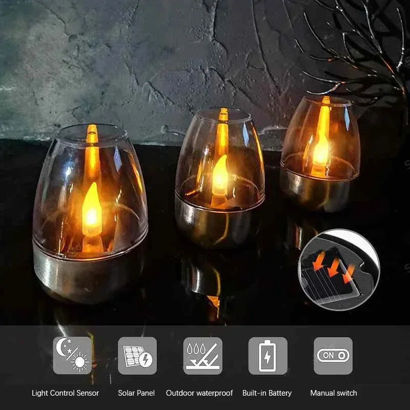 LED ソーラーキャンドルライトフレームレス充電式ナイトライ - Outdoor Lighting Under Pergola のレビューと価格