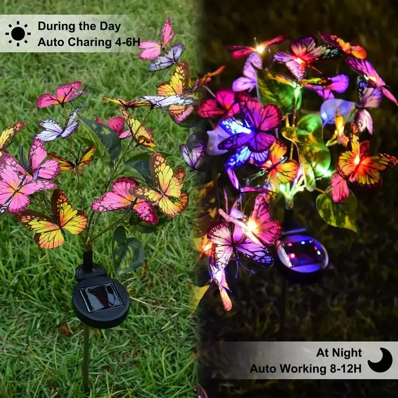 ソーラー LED バタフライガーデンライト防水カラフルな屋外 - Outdoor Lighting Under Pergola のレビューと価格