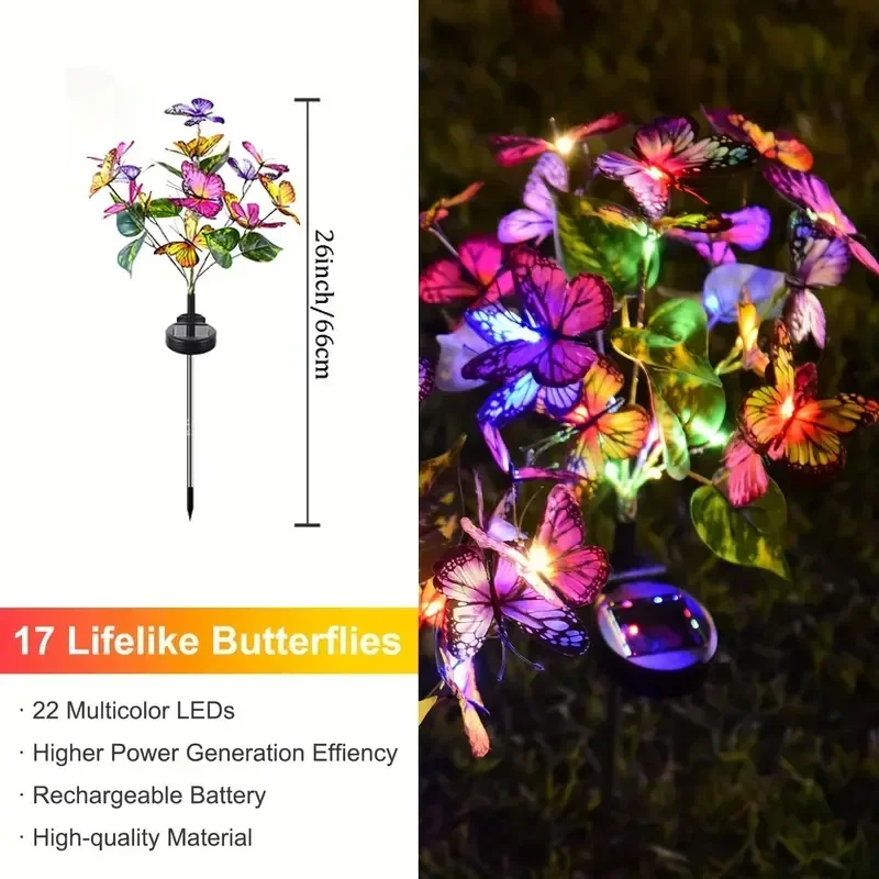 ソーラー LED バタフライガーデンライト防水カラフルな屋外 - Outdoor Lighting Under Pergola のレビューと価格