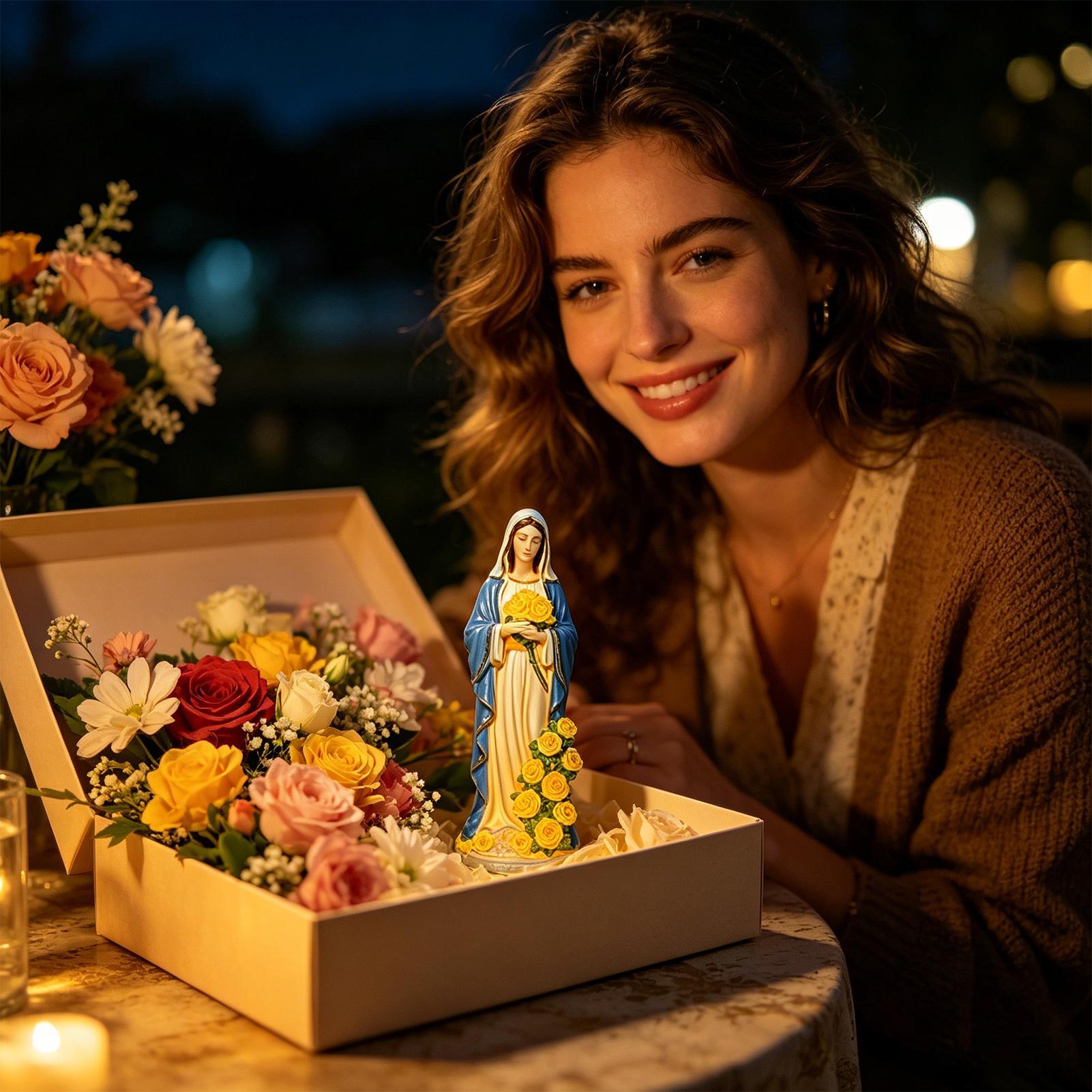 聖母マリアソーラー像ガーデンデコレーションソーラーレジンフィ - Outdoor Lighting Patio のレビューと価格