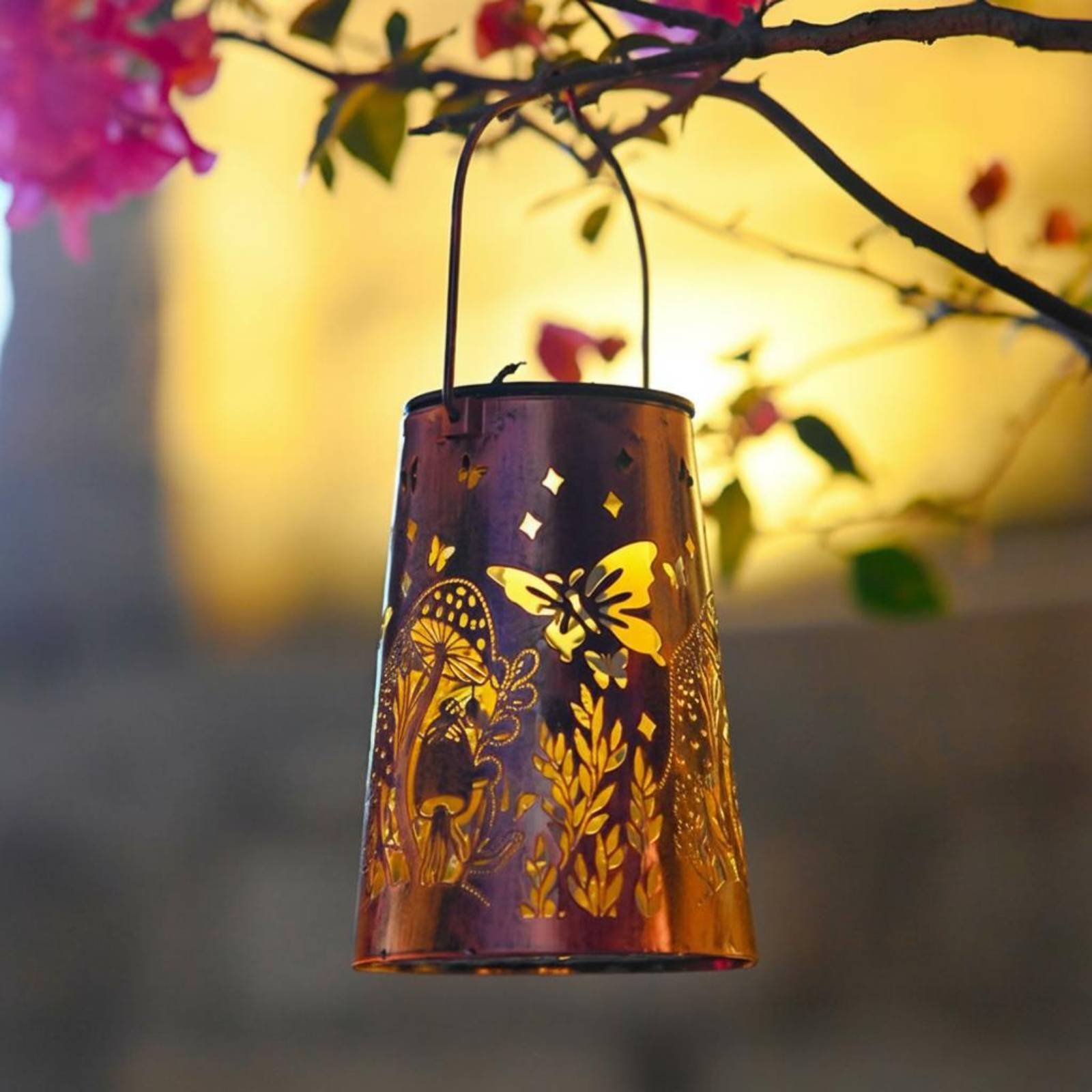 花柄ガーデンランタンパターンガーデン照明器具自動オン/オフ錬 - Outdoor Lighting Battery Powered のレビューと価格