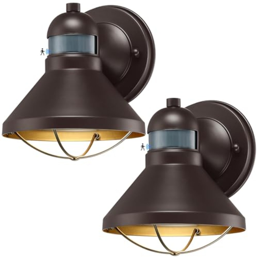 2個パック モーションセンサー付き屋外LEDウォールスコンス - Outdoor Lighting Motion Sensor のレビューと価格