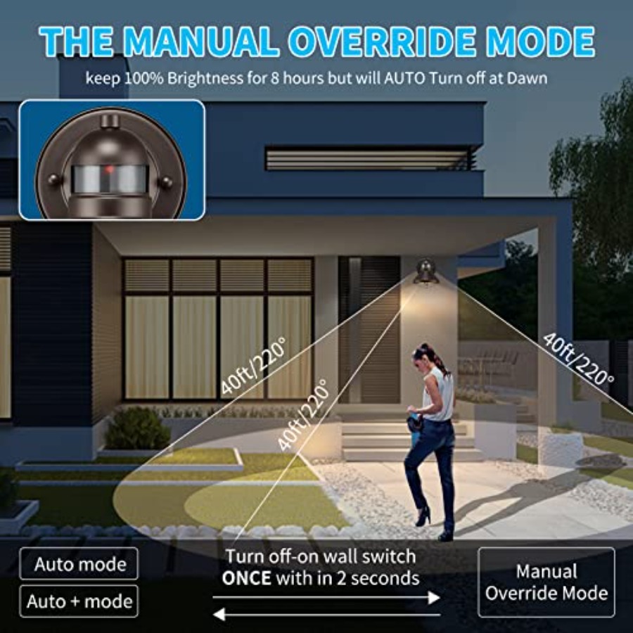 2個パック モーションセンサー付き屋外LEDウォールスコンス - Outdoor Lighting Motion Sensor のレビューと価格
