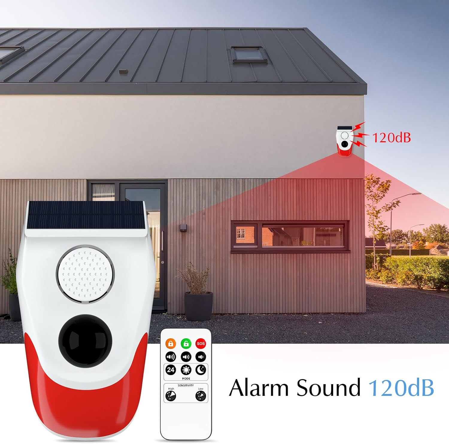ソーラーモーションセンサー屋外アラーム、調整可能な感度モーシ - Outdoor Lighting Motion Sensor のレビューと価格