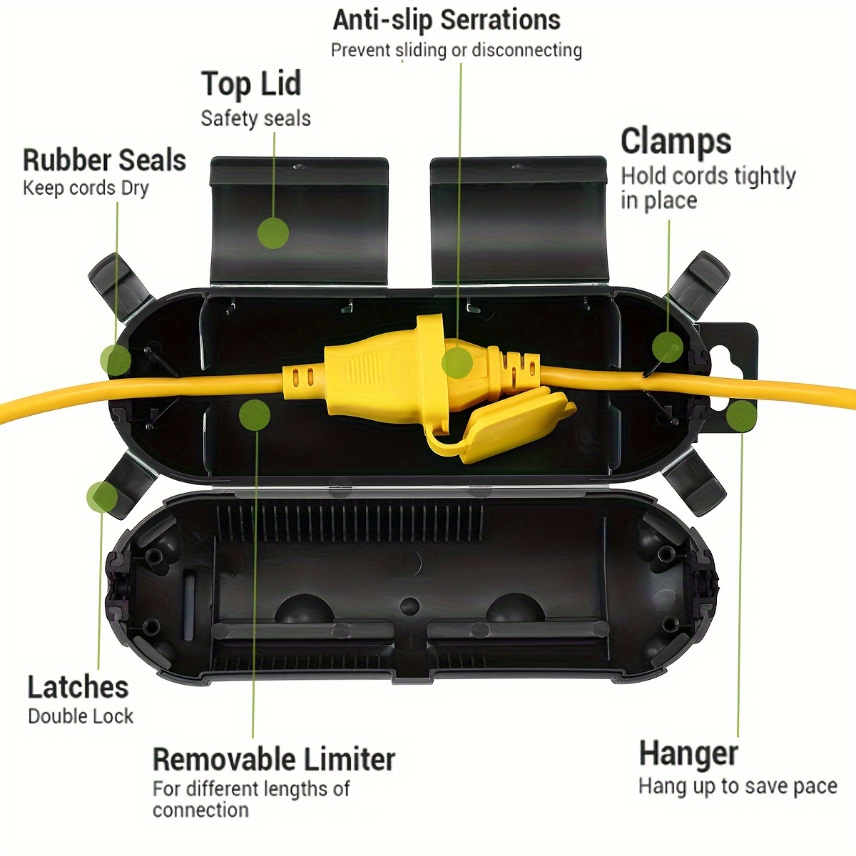 延長コードプラグ接続保護安全カバー、防水屋内屋外、ストリング - Outdoor Lighting Cable のレビューと価格