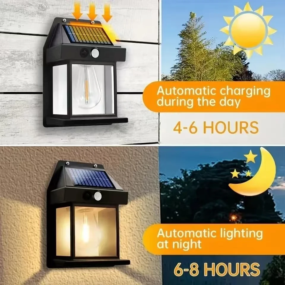 屋外ソーラータングステンウォールライト、モーションセンサー付 - Outdoor Lighting Garage のレビューと価格