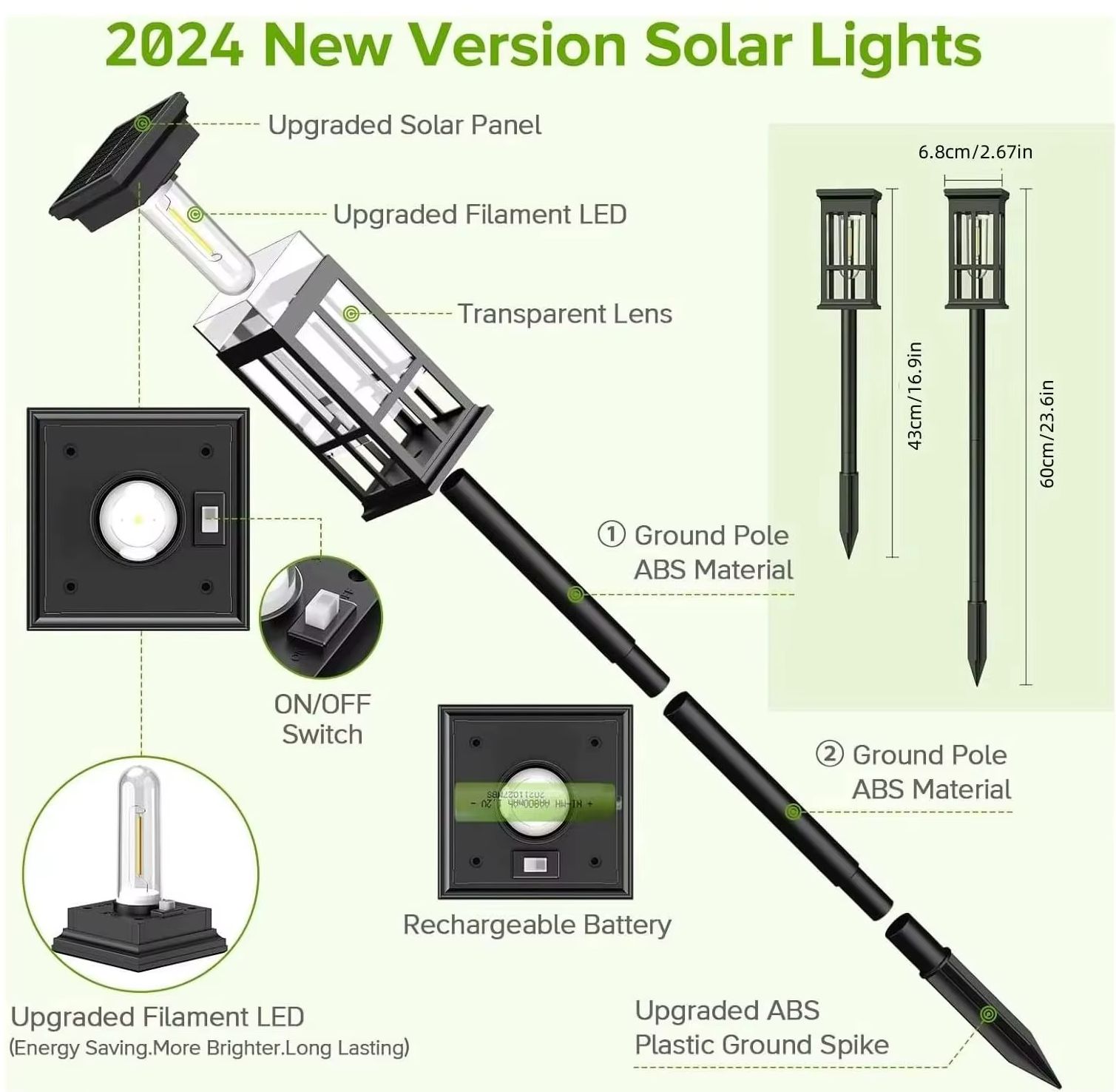 ソーラーパスウェイライト屋外ソーラーランプ防水景観照明庭庭パ - Outdoor Lighting Under Pergola のレビューと価格