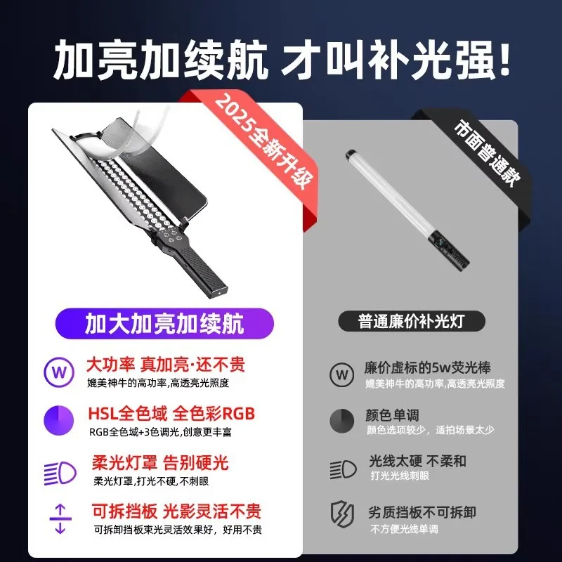 ポータブルRGB LEDライトスティック、手持ち式写真撮影用 - Outdoor Lighting Video Shooting のレビューと価格