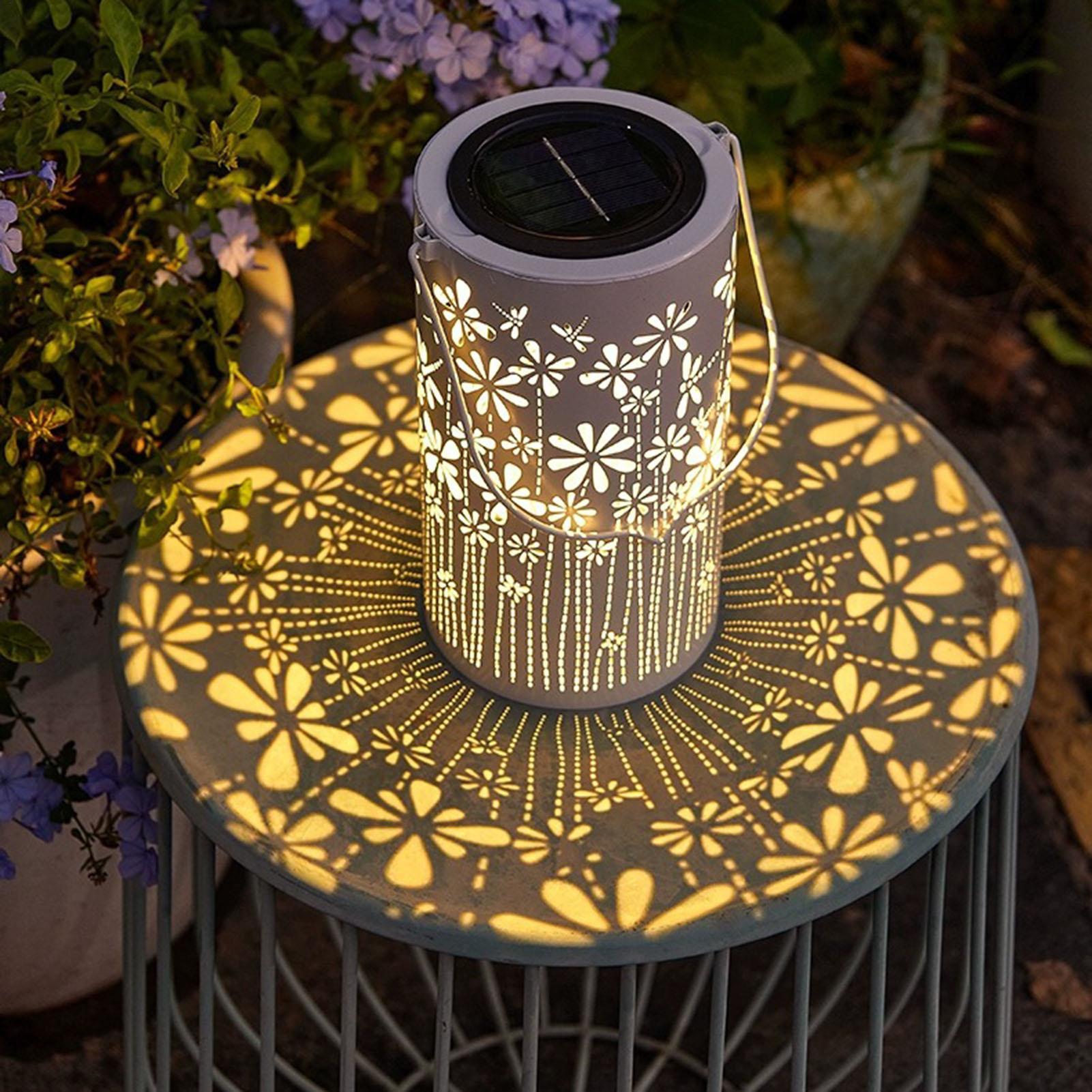 ソーラーランタン装飾的なカラフルな金属製フラワーライトソーラ - Outdoor Lighting And Landscape のレビューと価格