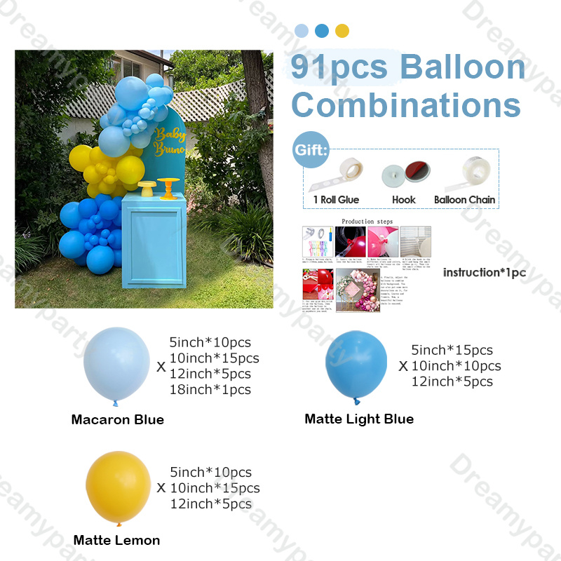 91個入りDIYバルーンアーチキット マットライトブルーレモ - Outdoor Lighting Year Round のレビューと価格