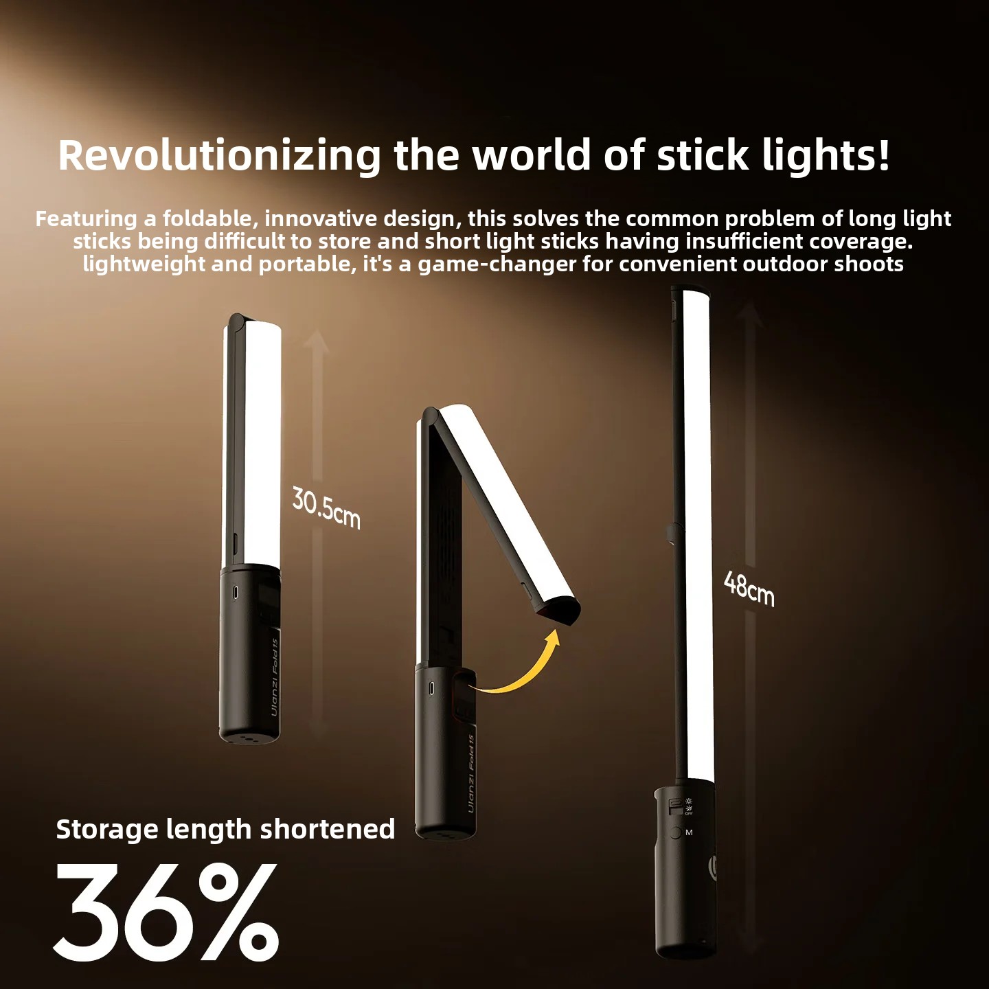 Ulanzi FOLD15W ハンディ型ロッドライト。折りた - Outdoor Lighting Video Shooting のレビューと価格