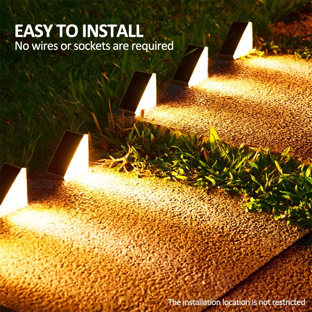 屋外ソーラーステップライトウォームホワイトRGBトライアング - Outdoor Lighting With Outlet のレビューと価格