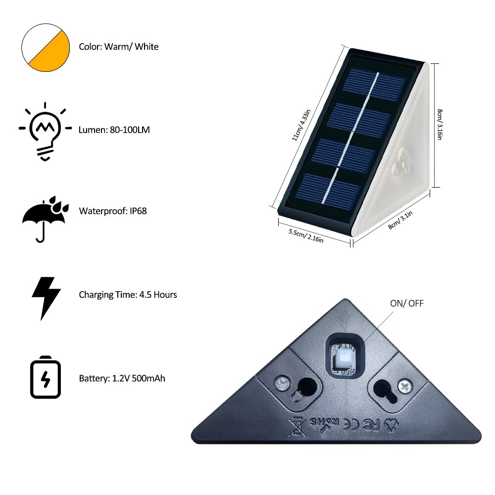 屋外ソーラーステップライトウォームホワイトRGBトライアング - Outdoor Lighting With Outlet のレビューと価格