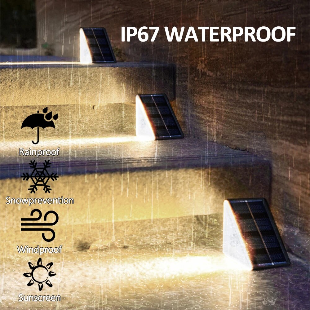 屋外ソーラーステップライトウォームホワイトRGBトライアング - Outdoor Lighting With Outlet のレビューと価格