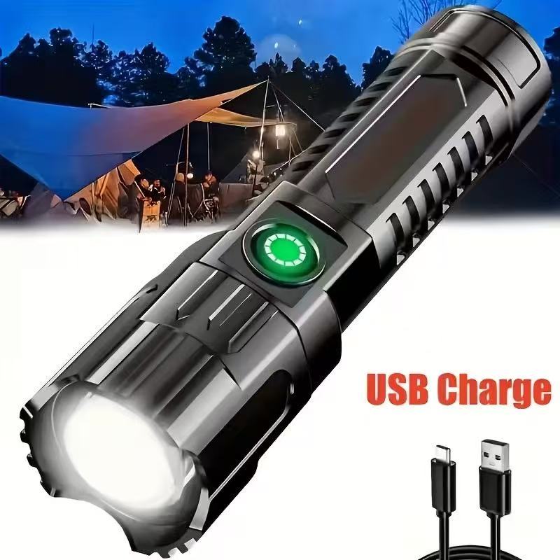 新型高出力LED懐中電灯 USB充電式トーチ ズーム機能付き - Outdoor Lighting Battery Powered のレビューと価格
