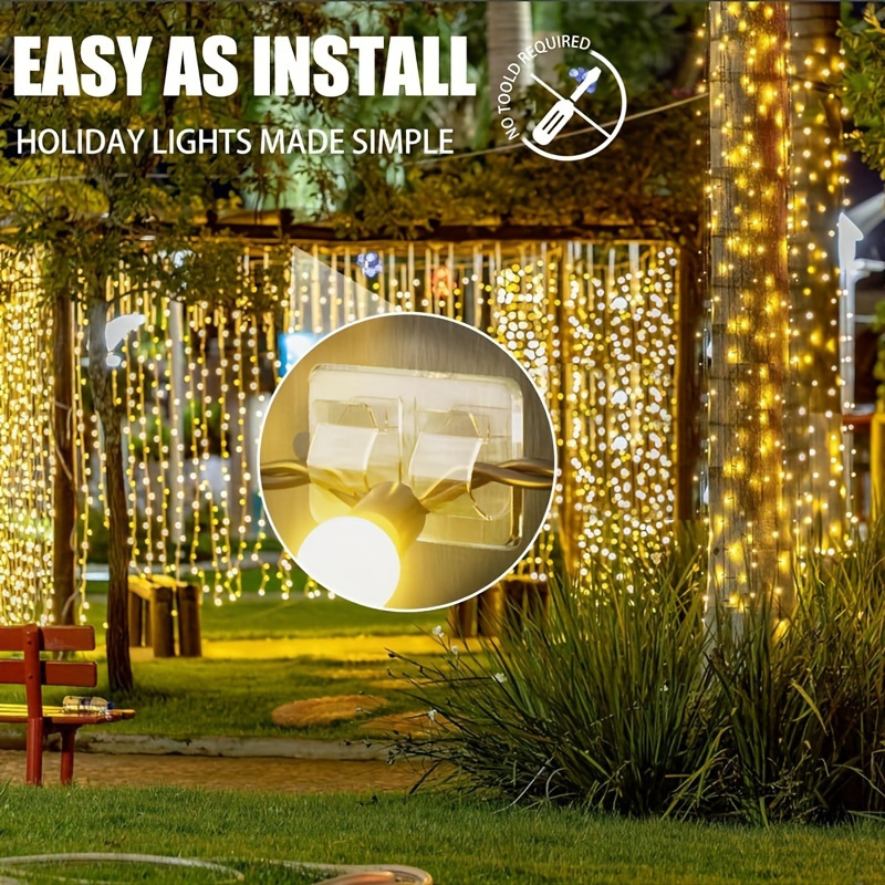 屋外ストリングライト用の粘着フック,透明なクリップ,耐久性, - Outdoor Lighting Cable のレビューと価格