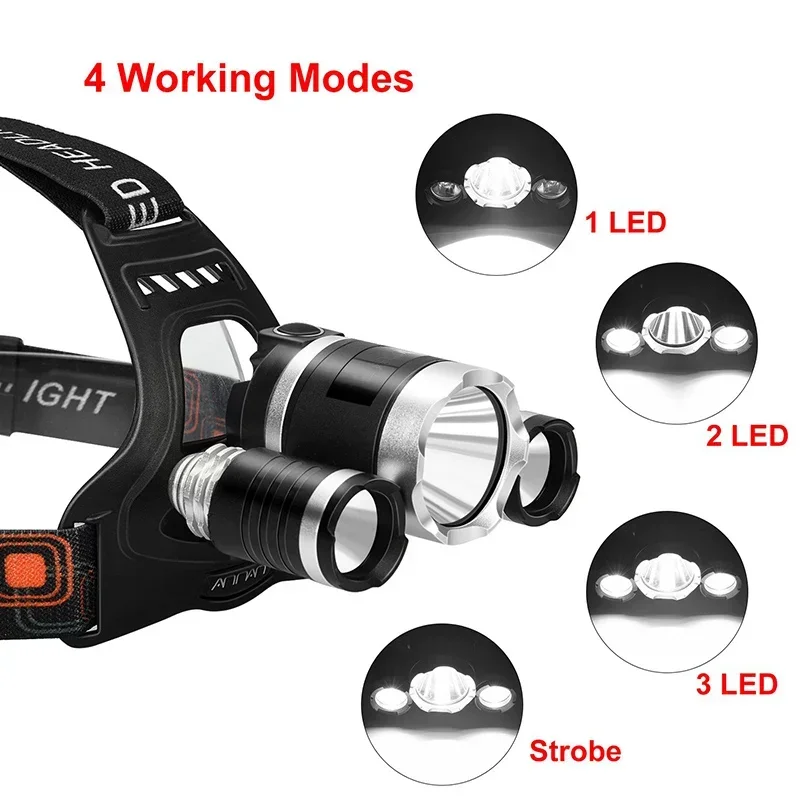 ハイパワー LED ヘッドランプ 18650 充電式バッテリ - Outdoor Lighting Battery Powered のレビューと価格