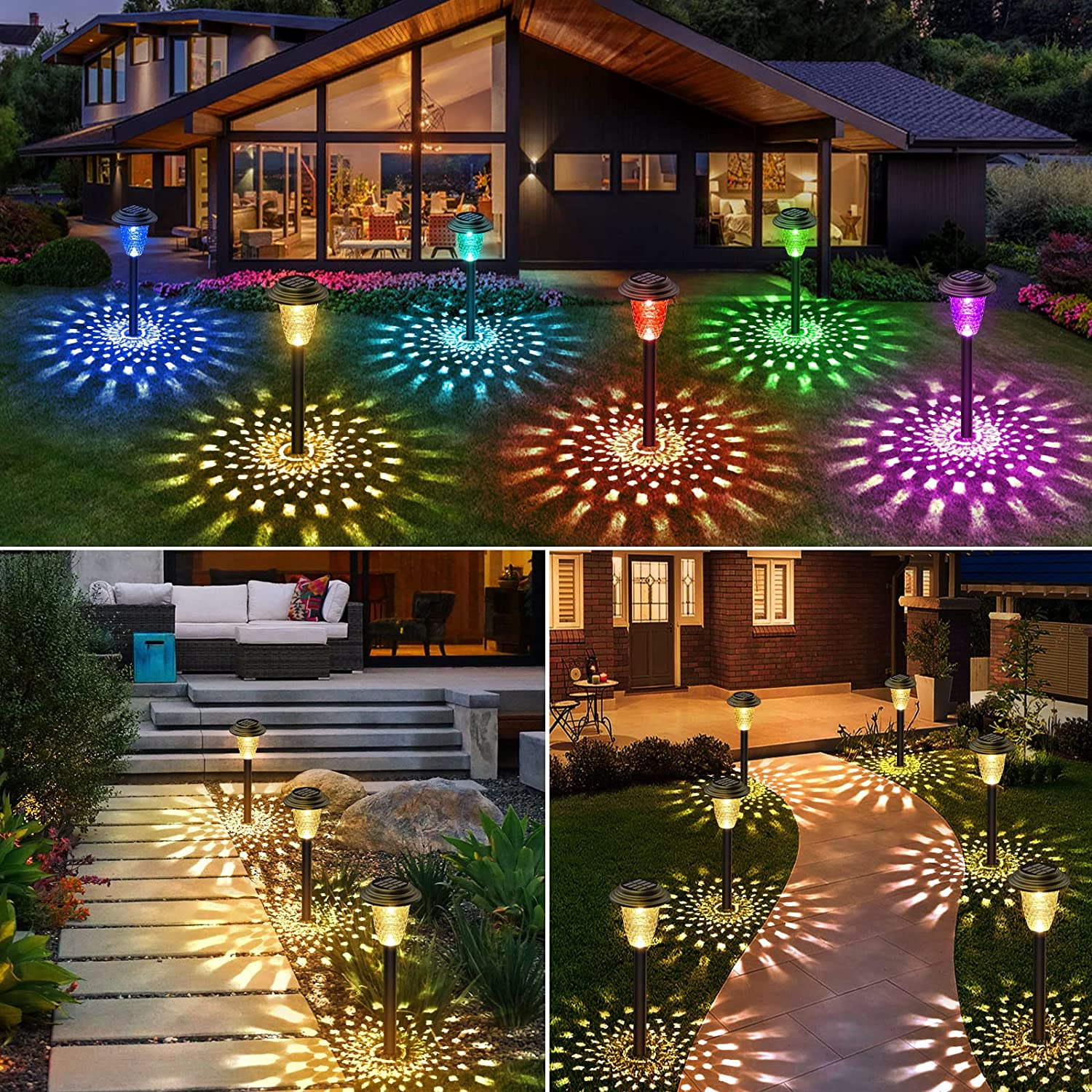 ソーラーパスウェイライト屋外ソーラーヤードランプRGB変色/ - Outdoor Lighting Under Pergola のレビューと価格