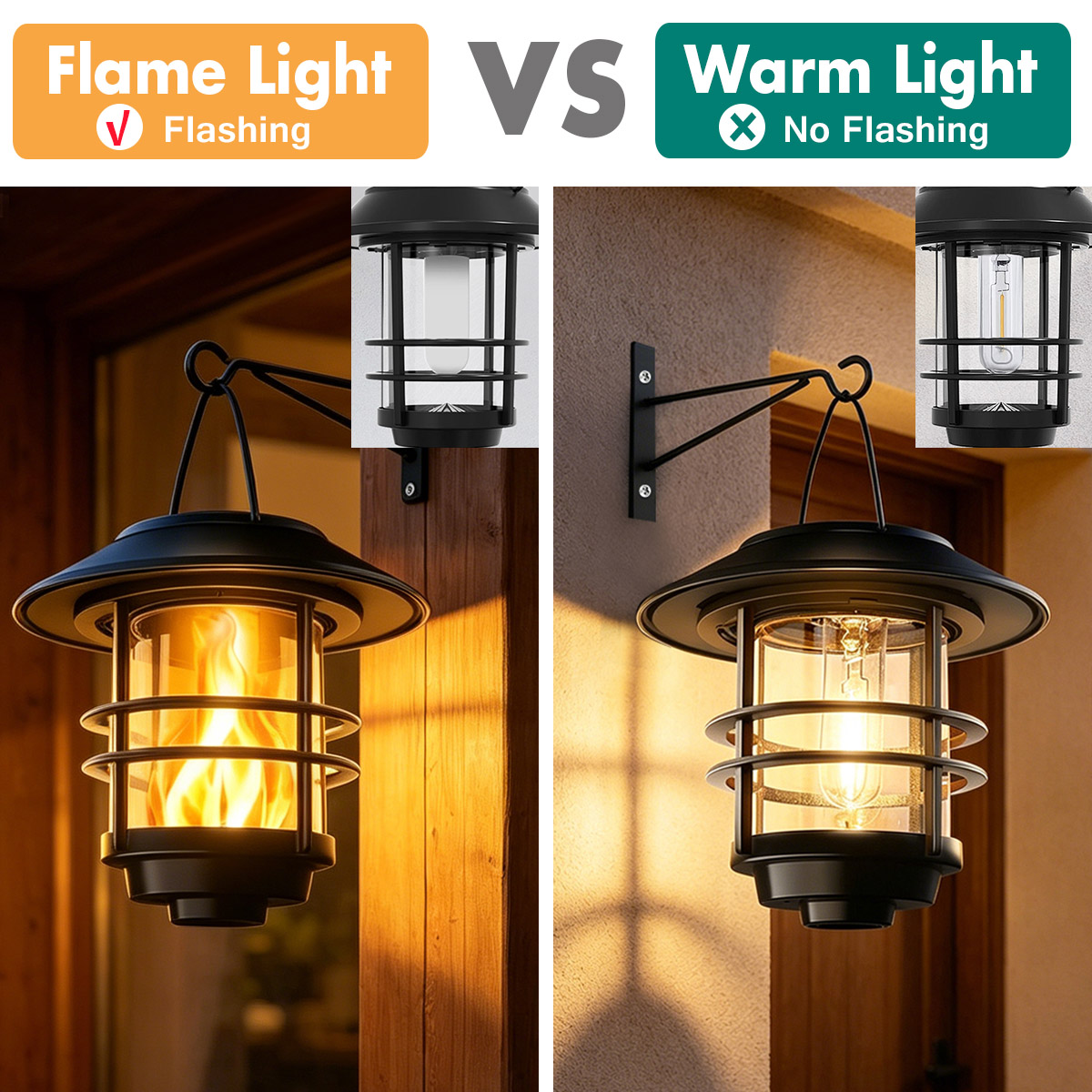 屋外ソーラーハンギングランタン、ちらつき炎、防水ヘビーガラス - Fire Torch Solar のレビューと価格