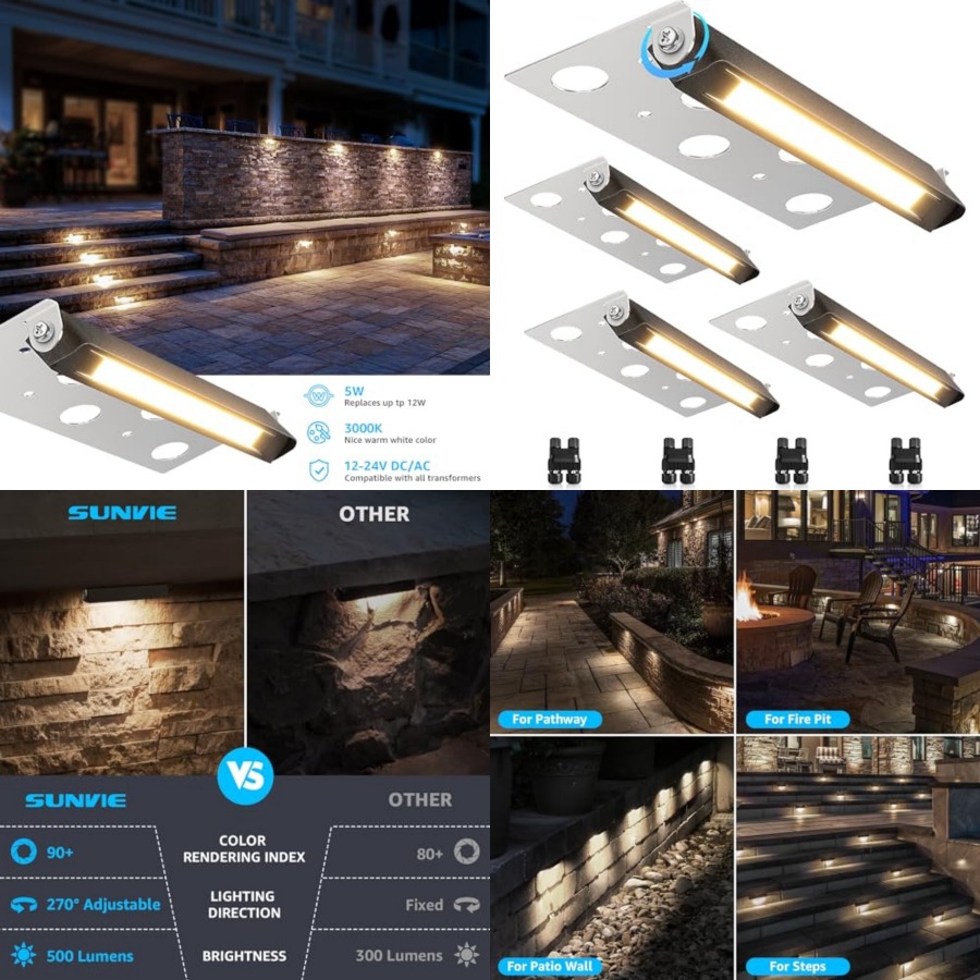 7インチハードスケープ照明 5W LED擁壁ライト 3000 - Outdoor Lighting For Steps のレビューと価格