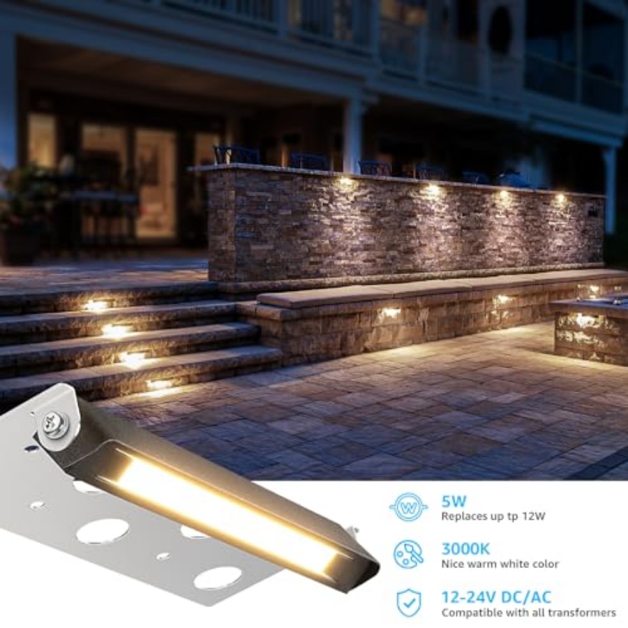 7インチハードスケープ照明 5W LED擁壁ライト 3000 - Outdoor Lighting For Steps のレビューと価格