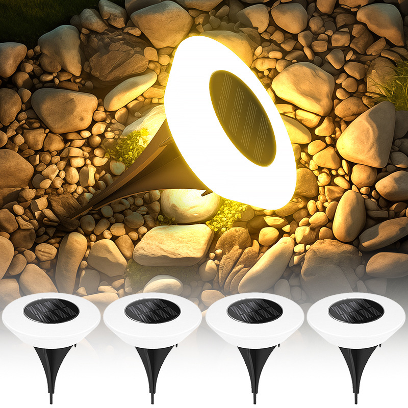 1/4個入りソーラーグラウンドライト、クールホワイト/ウォー - Outdoor Lighting Under Pergola のレビューと価格